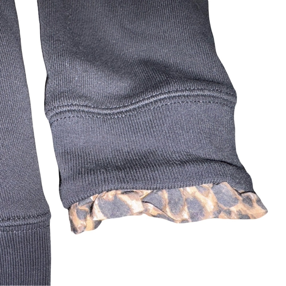 J.Crew Black Crewneck Sweatshirt Leopard Trim 100% Cotton Size M Basics Cozy - Picture 6 of 9